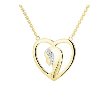 14 K Rhodium-Plated Yellow Gold Necklace with Diamonds - 0,006 ct - fineness 14 K