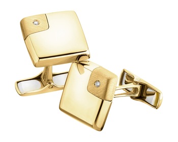 14ct Yellow Gold Cufflink with Diamonds - 0,02 ct - fineness 14 K