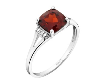 14 K Rhodium-Plated White Gold Ring - fineness 14 K