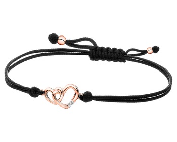 9 K Rhodium Plated Rose Gold Bracelet with Diamond - 0,004 ct - fineness 9 K