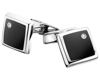 14ct White Gold Cufflink with Diamonds - fineness 14 K