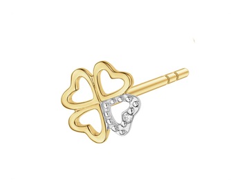 9 K Rhodium-Plated Yellow Gold Earring with Diamond - 0,002 ct - fineness 9 K