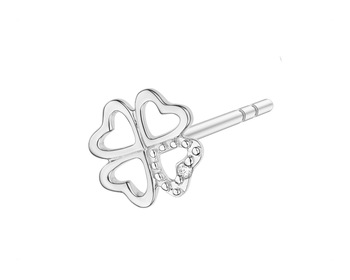 9 K Rhodium-Plated White Gold Earring with Diamond - 0,002 ct - fineness 9 K