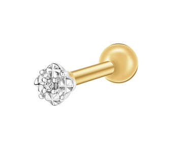 9 K Rhodium-Plated Yellow Gold Piercing with Diamond - 0,003 ct - fineness 9 K