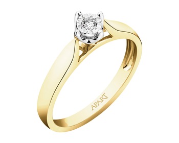 14ct Yellow Gold, White Gold Ring with Diamond - 0,03 ct - fineness 585