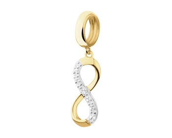 Yellow Gold Diamond Beads Pendant  - Infinity - 0,004 ct - fineness 9 K