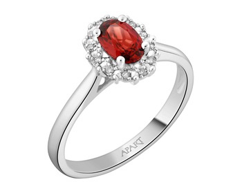 14 K Rhodium-Plated White Gold Ring - fineness 14 K