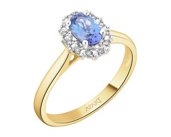 14 K Rhodium-Plated Yellow Gold Ring - fineness 14 K