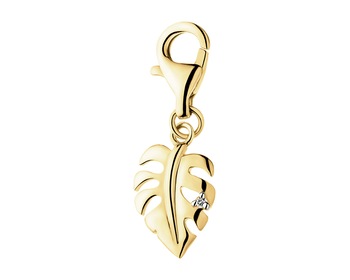 9 K Rhodium-Plated Yellow Gold Pendant with Diamond - 0,005 ct - fineness 9 K