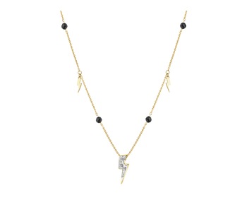 9 K Rhodium-Plated Yellow Gold Necklace with Diamonds - fineness 9 K