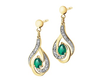 14 K Rhodium-Plated Yellow Gold Dangling Earring  - fineness 14 K