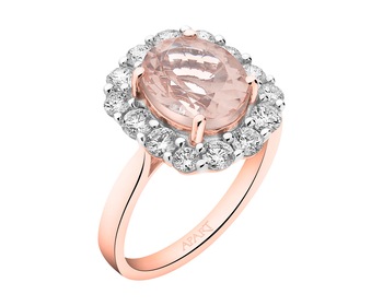 14 K Rhodium Plated Rose Gold Ring - fineness 14 K