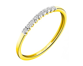 Yellow and white gold ring with diamonds - 0,02 ct - fineness 375