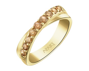 14 K Yellow Gold Ring with Diamonds Champagne - 0,50 ct - fineness 14 K