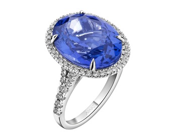 18 K Rhodium-Plated White Gold Ring - fineness 18 K