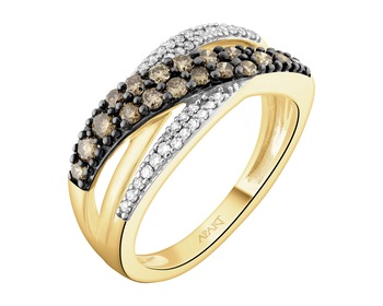 14 K Rhodium-Plated Yellow Gold Ring - 0,50 ct - fineness 14 K