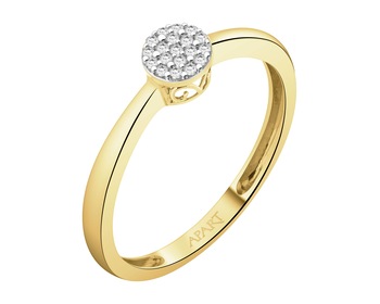 14ct Yellow Gold Ring with Diamonds - 0,06 ct - fineness 14 K