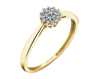 Yellow gold ring with brilliants - 0,10 ct - fineness 14 K