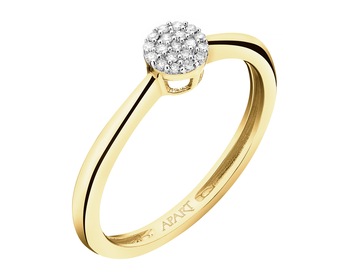 9ct Yellow Gold Ring with Diamonds - 0,05 ct - fineness 9 K