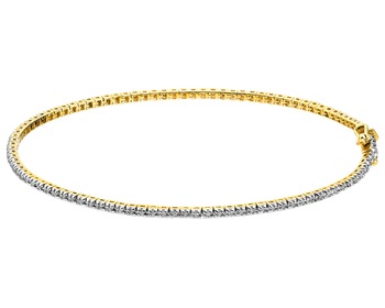 14 K Rhodium-Plated Yellow Gold Tennis Bracelet with Diamonds - 0,24 ct - fineness 14 K