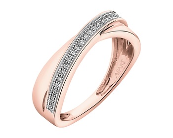 Rose gold ring with diamonds - 0,07 ct - fineness 14 K
