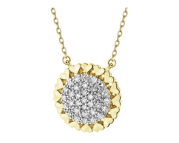 14 K Rhodium-Plated Yellow Gold Necklace with Diamonds - 0,11 ct - fineness 14 K