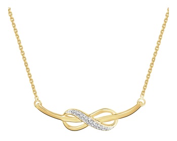 9 K Rhodium-Plated Yellow Gold Necklace with Diamonds - 0,04 ct - fineness 9 K