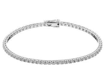 18 K Rhodium-Plated White Gold Tennis Bracelet with Diamonds - 2,30 ct - fineness 18 K