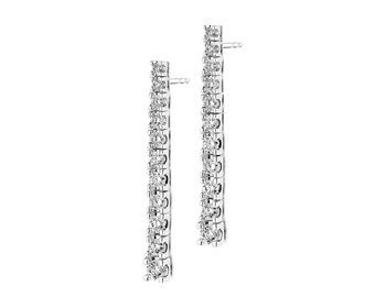18 K Rhodium-Plated White Gold Dangling Earring with Diamonds - 1,70 ct - fineness 18 K