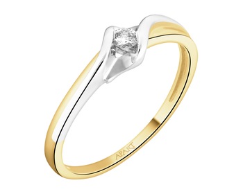9ct Yellow Gold Ring with Diamond - 0,05 ct - fineness 9 K