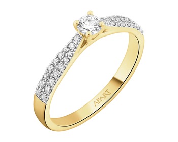 14 K Rhodium-Plated Yellow Gold Ring - 0,30 ct - fineness 14 K