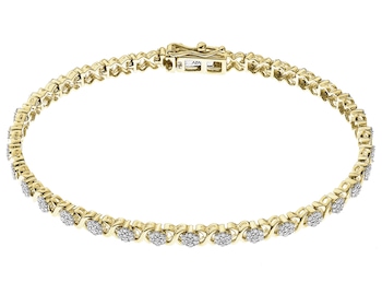 14 K Rhodium-Plated Yellow Gold Bracelet with Diamonds - 1,00 ct - fineness 14 K