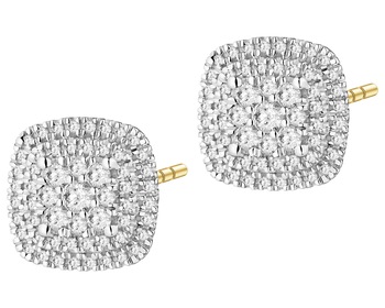 14 K Rhodium-Plated Yellow Gold Earrings with Diamonds - 0,34 ct - fineness 14 K