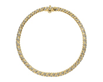14 K Rhodium-Plated Yellow Gold Bracelet with Diamonds - 0,50 ct - fineness 14 K