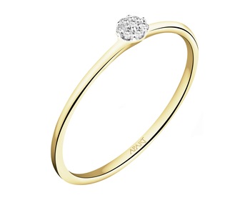 9 K Rhodium-Plated Yellow Gold Ring with Diamonds - 0,02 ct - fineness 9 K