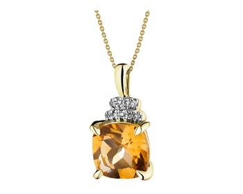 14 K Rhodium-Plated Yellow Gold Pendant with Diamonds - fineness 14 K