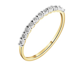 585 Yellow And White Gold Plated Ring with Diamonds - 0,04 ct - fineness 375