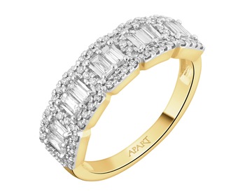 14 K Rhodium-Plated Yellow Gold Ring - 0,49 ct - fineness 14 K