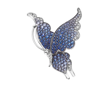 18 K Rhodium-Plated White Gold Brooch  - fineness 18 K