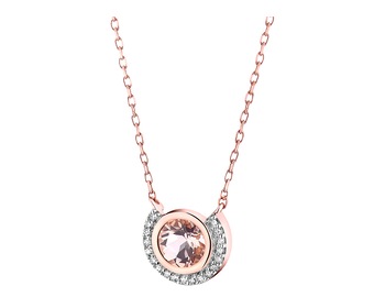 Rose Gold Necklace with Diamond & Morganite - fineness 9 K