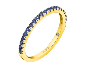 9 K Rhodium-Plated Yellow Gold Band Ring  - fineness 9 K