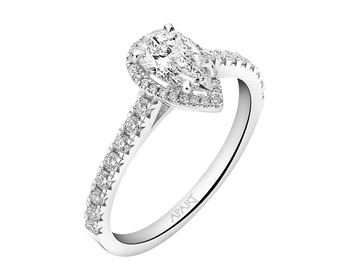 18 K Rhodium-Plated White Gold Ring with Diamonds - 0,80 ct - fineness 18 K