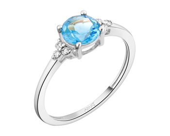 14 K Rhodium-Plated Yellow Gold Ring - fineness 14 K