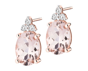 14 K Rhodium Plated Rose Gold Earrings  - fineness 14 K