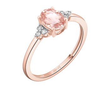 14 K Rhodium Plated Rose Gold Ring - fineness 14 K