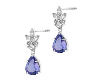 14 K Rhodium-Plated White Gold Earrings - fineness 14 K