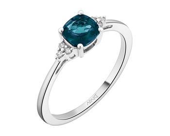 14 K Rhodium-Plated White Gold Ring - fineness 14 K