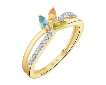 14 K Rhodium-Plated Yellow Gold Ring - fineness 14 K