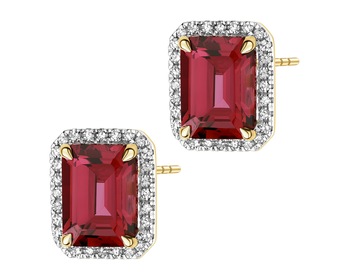 14 K Rhodium-Plated Yellow Gold Earrings  - fineness 14 K