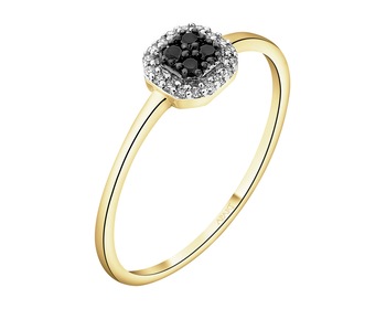 14 K Rhodium-Plated Yellow Gold Ring - 0,11 ct - fineness 14 K